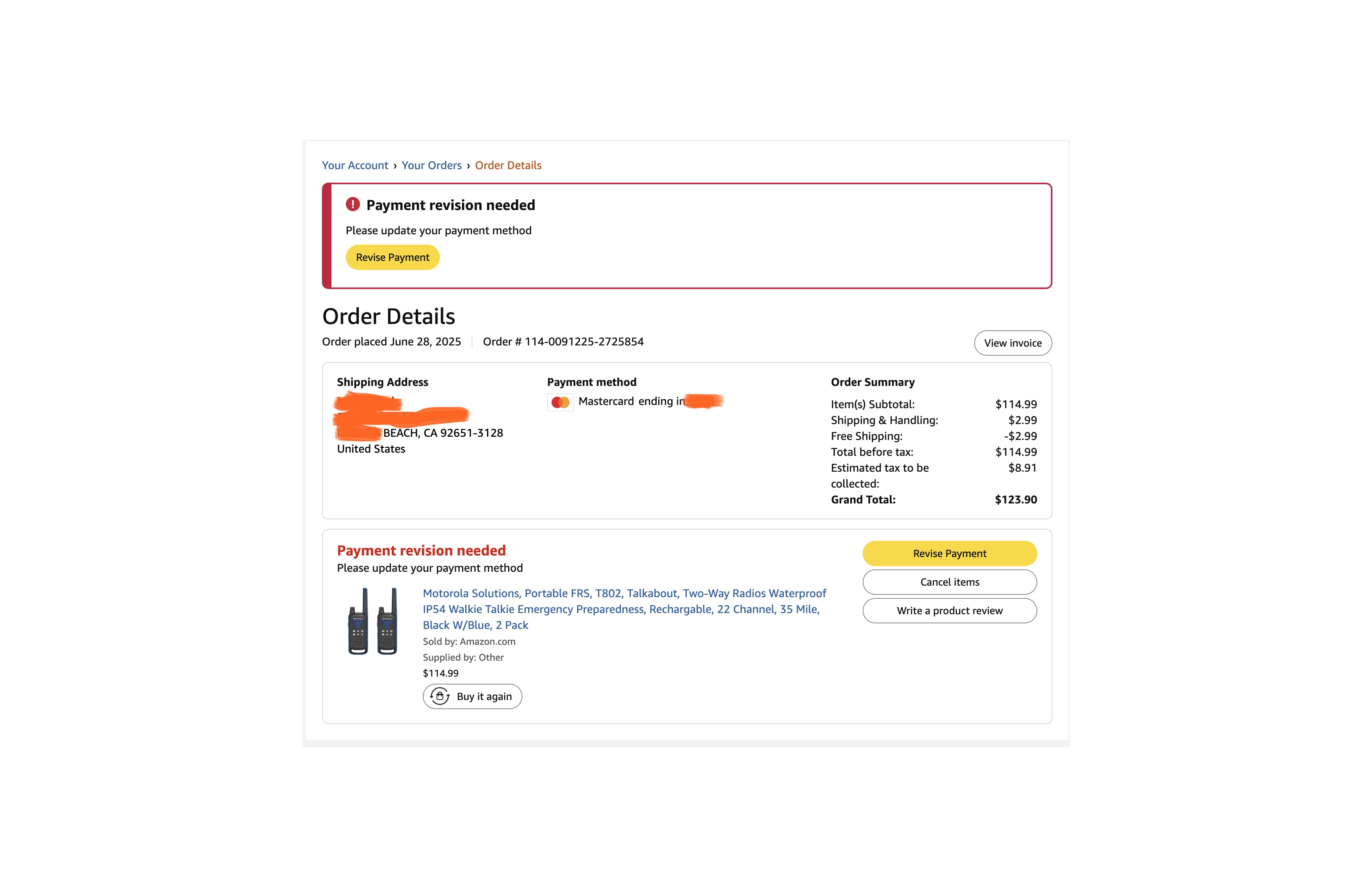 Link to Amazon not allowing me to purchase things on-line